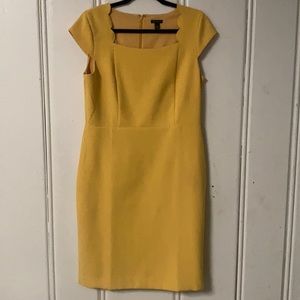 Scallop Square Neck Cap Sleeve Sheath Dress